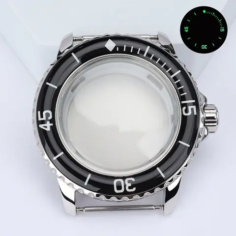 NH35 Cases 45MM Stainless Steel Silver Watch Case 10ATM For 50 FATHOMS NH35 NH36 7S26 4R Movement Watch Accessories Repair Parts