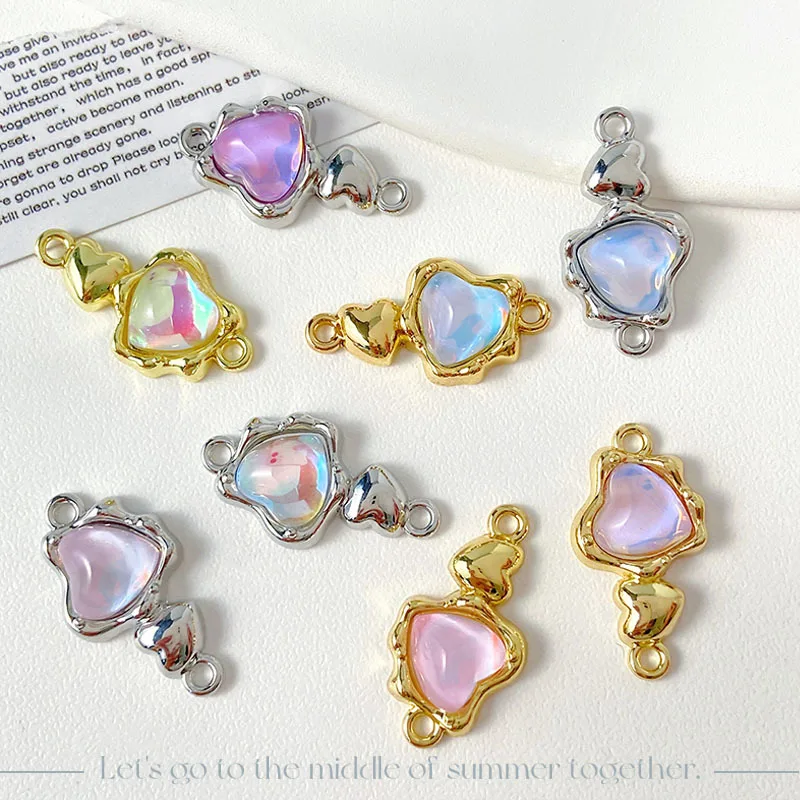 

10pcs Handmade Love Heart Jewelry Connectors Silvery Golden Color Necklace Bracelet Earring Pendants Diy Jewelry Making Findings