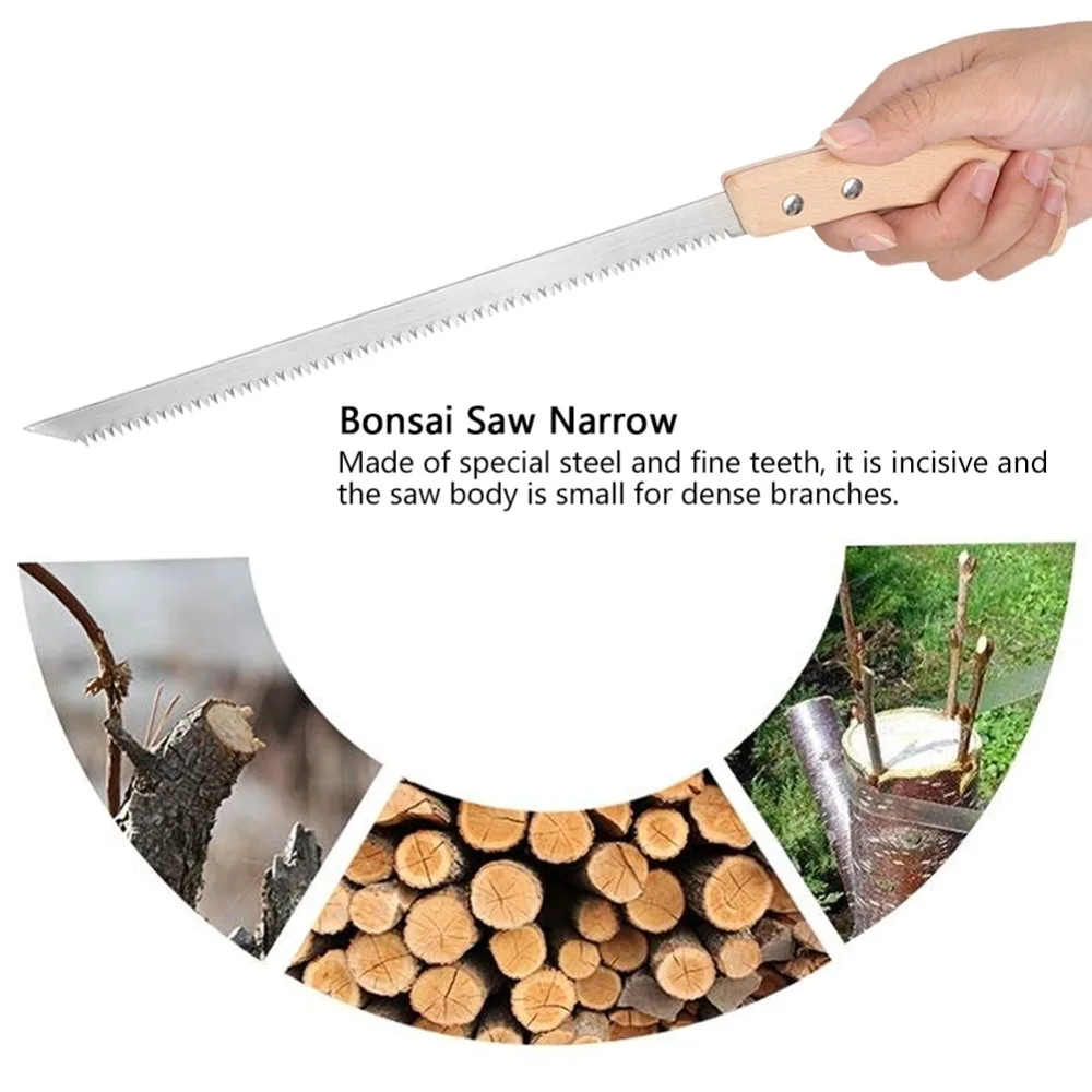 3PCS Portable Manganese steel Tree Saw Narrow Blade Small Tooth Hand Saw Silver Three Blade Toothed Steel Outdoor Saw
