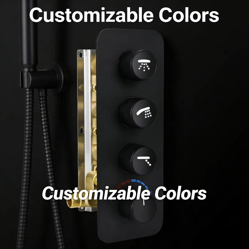 Luxury LED Music Bathroom Smart Shower Set with Multifunctional Rain Waterfall Shower Head and Digital Display Faucet