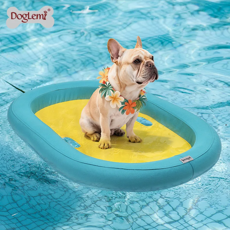 

DogLemi Dog Floating Row Boat Pet Water Floating Mat Bite Resistant Oxford Cloth Inflatable Animal Lounge Chair Pet Pool Toy