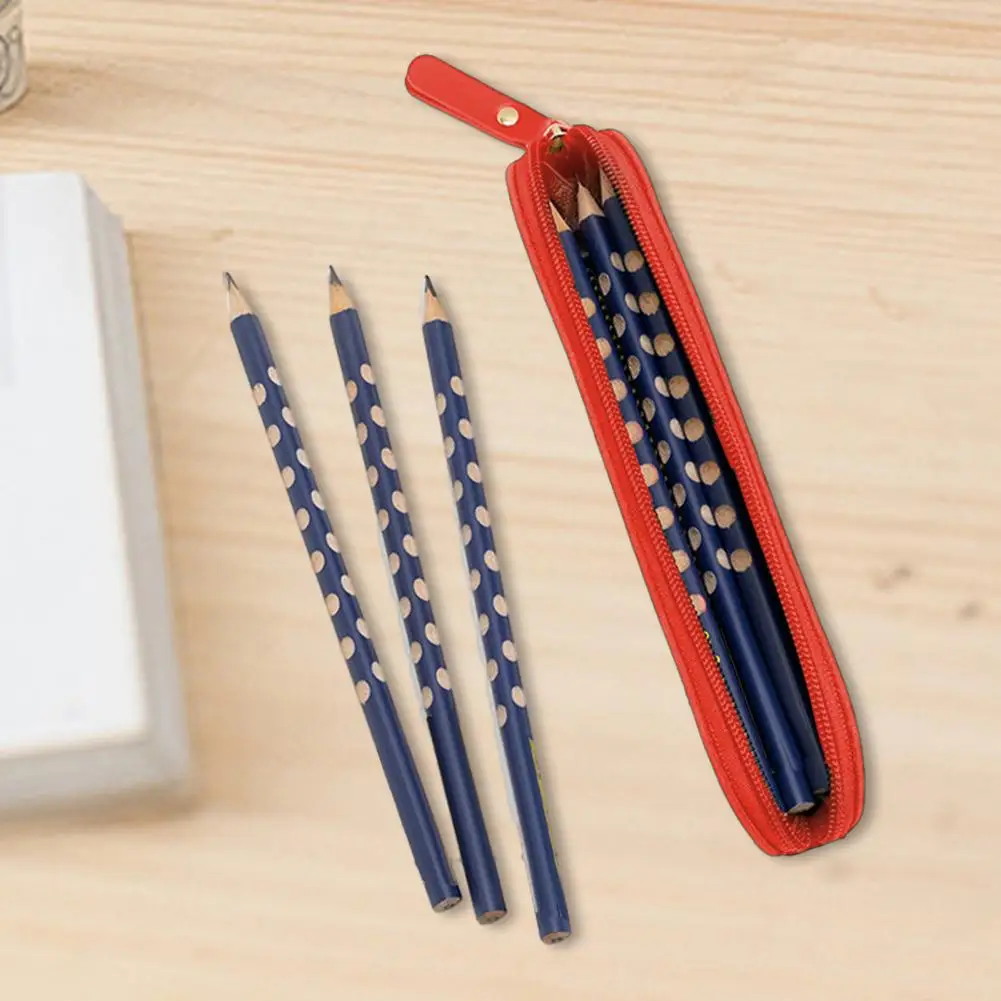スタイリッシュなペンシルバッグ 多機能文具バッグ スリムペンシルケースオーガナイザー コンパクトなイミテーションレザーペン収納 ポータブル用