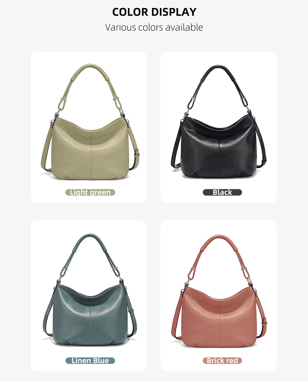 Zency Damen-Umhängetasche aus weichem Rindsleder, modische Lederhandtasche, Umhängetasche, Schulranzen für den Pendelverkehr, bezaubernde Hobos – Detail 12