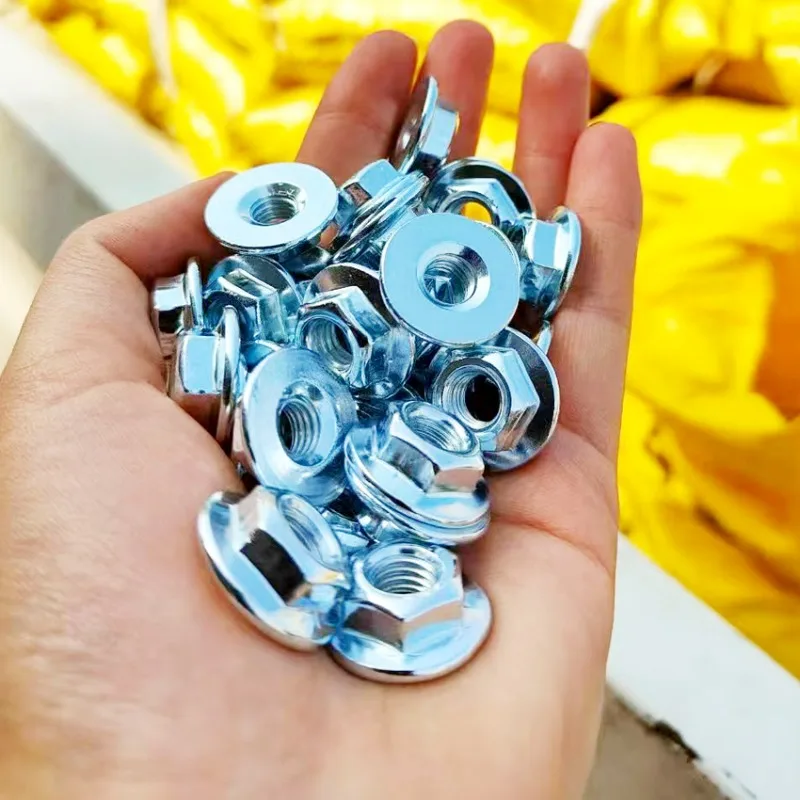 Mur Flens Segi Enam Bergerigi Baja Tahan Karat, Mur Segi Enam Pengunci Sendiri, Pengikat Ulir, Mur untuk Sekrup, Perlengkapan Perangkat Keras, Kit Aneka Ukuran M3-M12