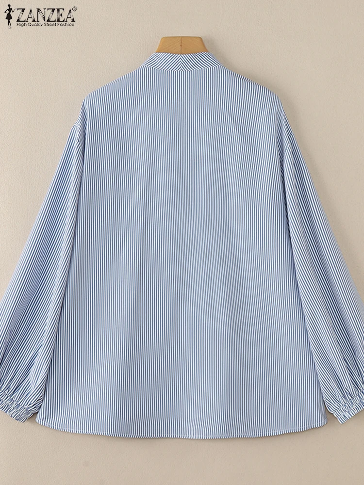 Casual Long Sleeve Striped Shirt ZANZEA Women Muslim Blouse Casual Buttons Down Work Tops Turkey Abaya Kaftan Islamic Clothing