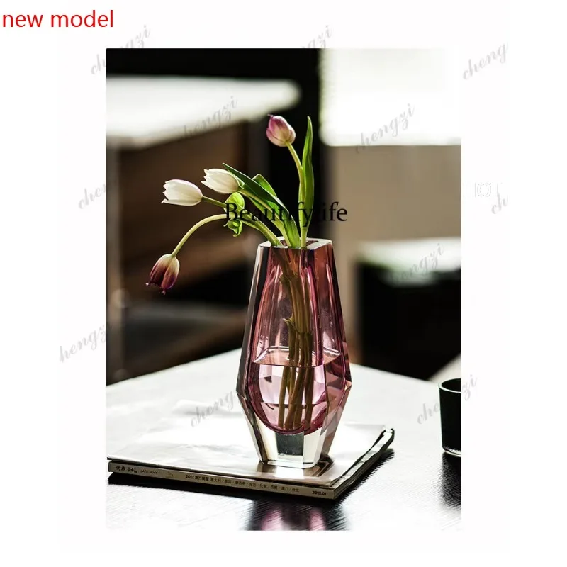 dd182Vase, light luxury, high-end entrance, high-end thickened glass, living room art flower ware