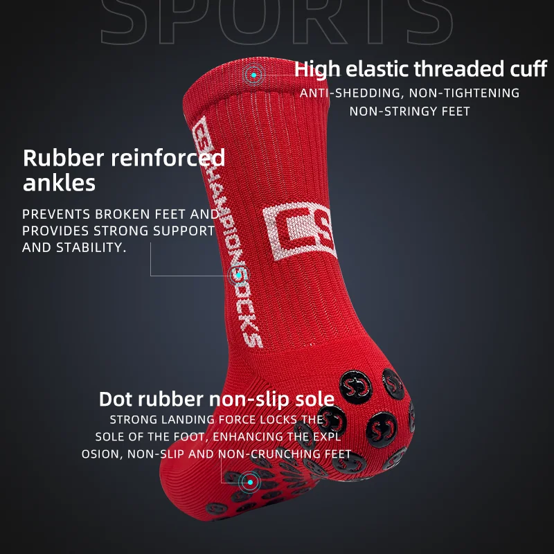 Ein Paar Erwachsene 6 Farben Sports erie Socken Polyester ist atmungsaktive schweiß absorbierende Fußballs ocken am Boden des Handtuchs