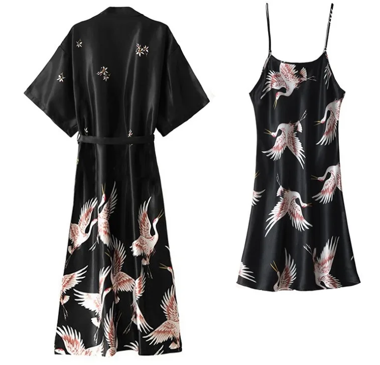 Ensemble de vêtements de nuit sexy pour femmes, pyjama à col en V, vêtements de nuit soyeux, robe trempée, vêtements de nuit pour dames, vêtements
