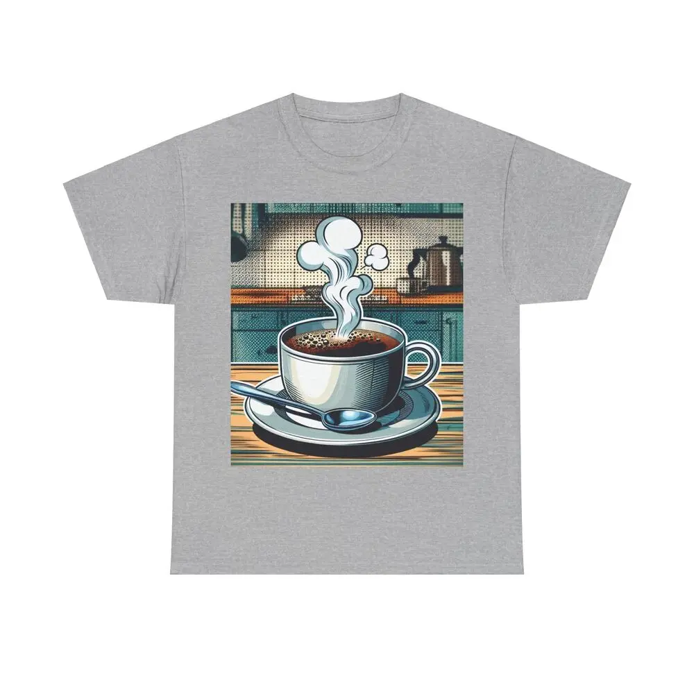 Steaming Cup Of Coffee Unisex T-shirts For Men Women Summer Tees Cotton Luxury Brand Vintage Oversized