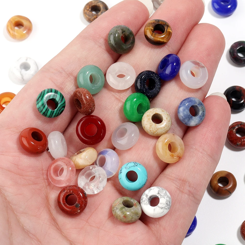 10pcs 5x10mm Round Abacus Beads Large Hole Natural Stone Bead For DIY Jewelry Making Bracelets Necklaces Gift Accessories
