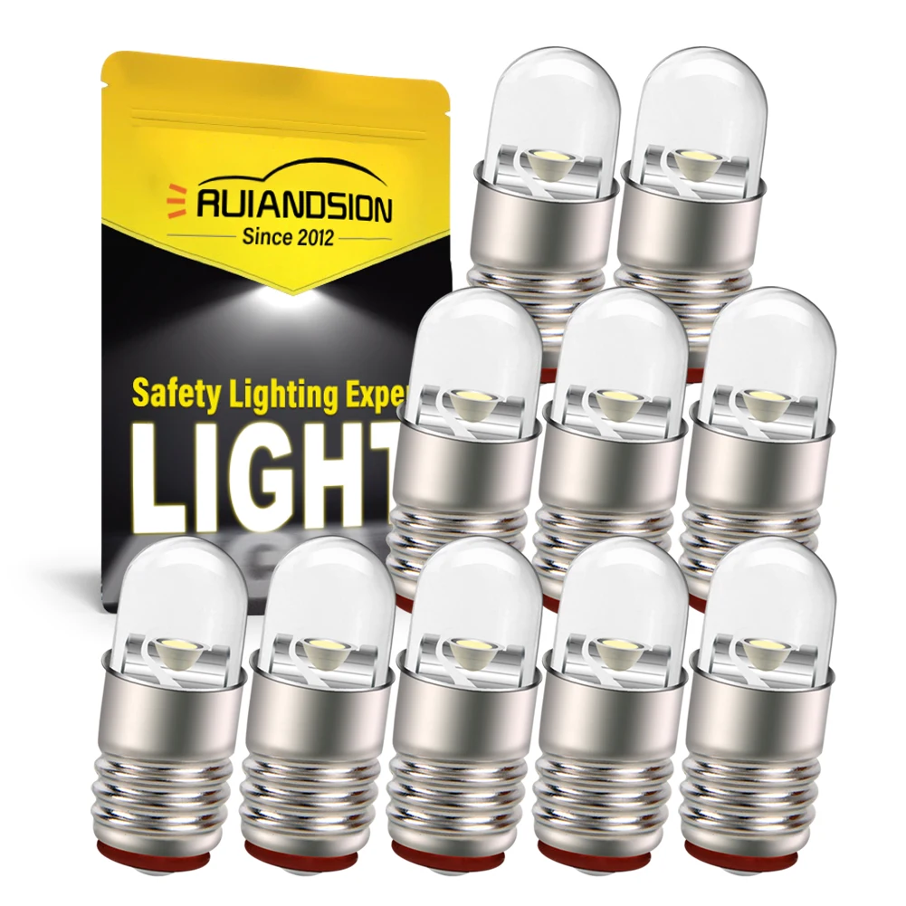 

RUIANDSION 10 Pcs Screw E5 LED E5.S Bulb 3V 6V 12V 24V F3SMD Chandelier Replacement 4300K 6000K Scape Model Lamp 60Lm 4.5mm
