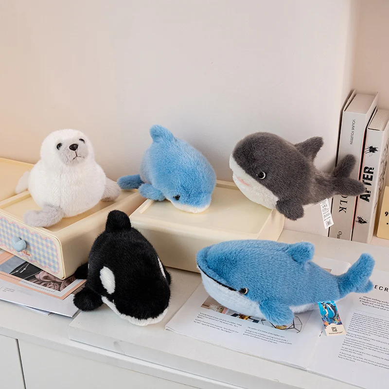 Large Size Sea Animal Soft Plush Toy Cartoon Stuffed Shark Blue Whale Dolphin Pillow Gifts Xmas Birthday Party Decor