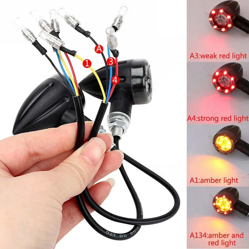 2Pcs Motorcycle Turn Signal 6Led Indicator Locomotive Universal Turn Signal & 1X Motorcycle Headlight Cover-7Inch