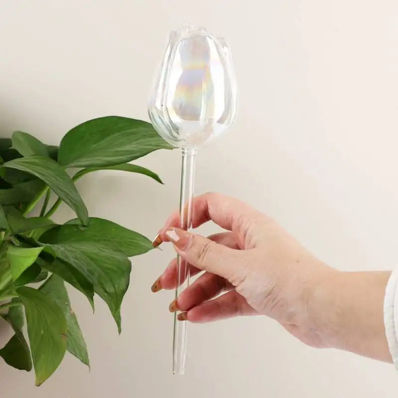 1 pc Glass Plant Waterer, Automatic Plant Waterer, Glass Flower-Shaped Plant Waterer