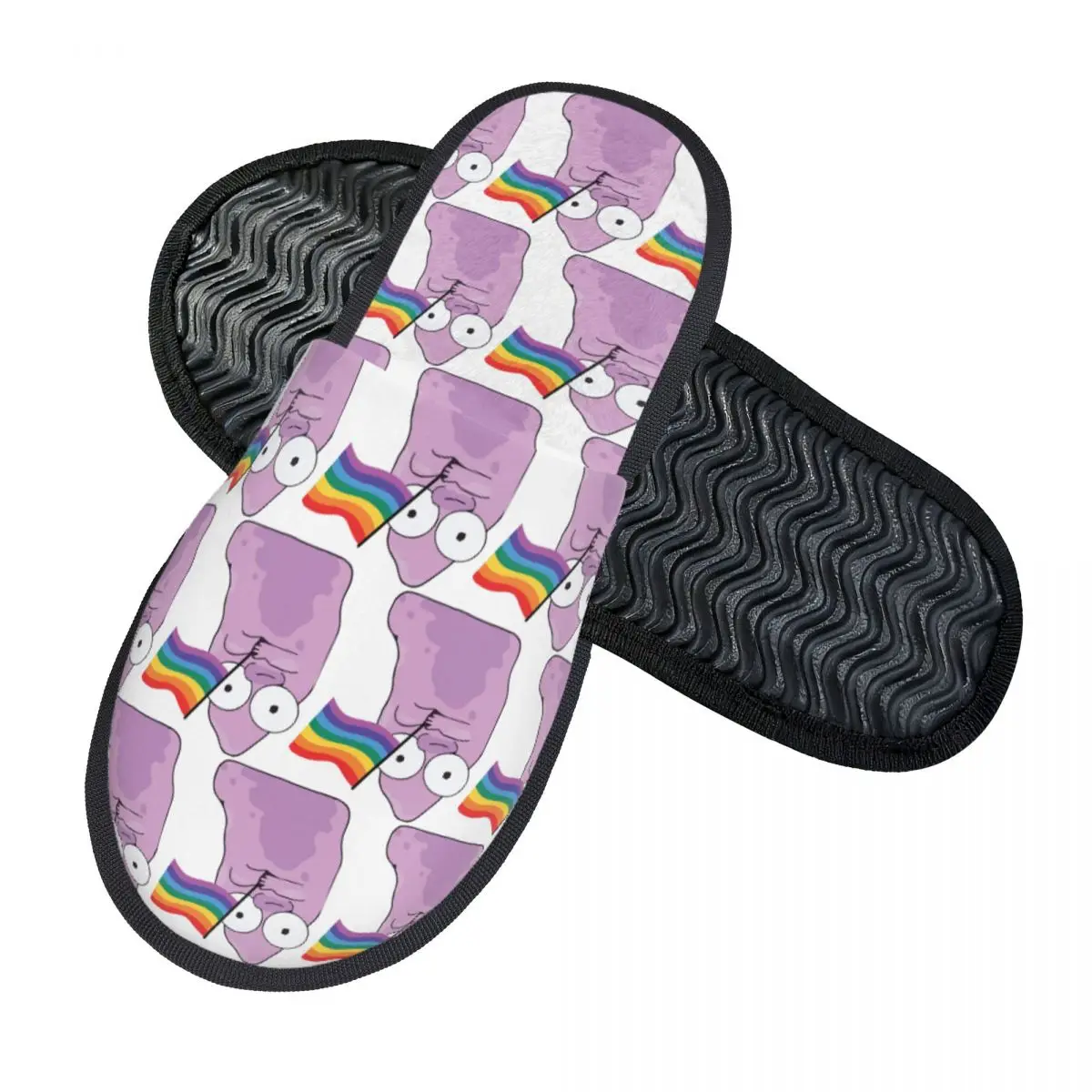 Custom Cartoon Solar Opposites Holding Pride Flag Slippers Memory Foam Warm Soft Women House Slipper Bedroom Fluffy Shoes