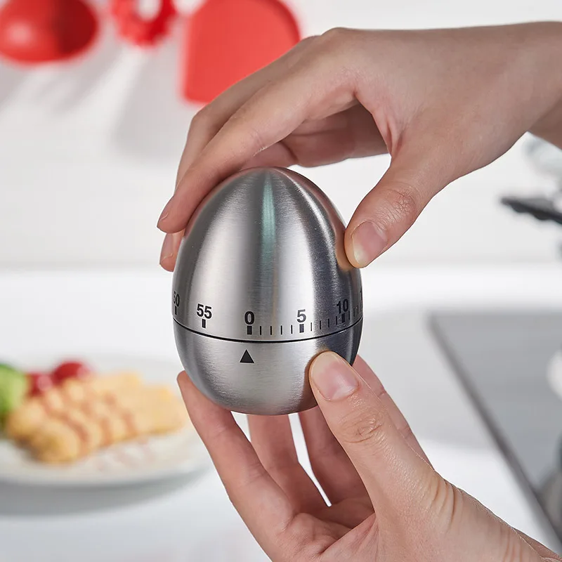 Creative Kitchen Mechanical Timer Egg Shape 60 Minutes, No Battery Needed, Cooking Baking Egg Timer, Student Time Reminder