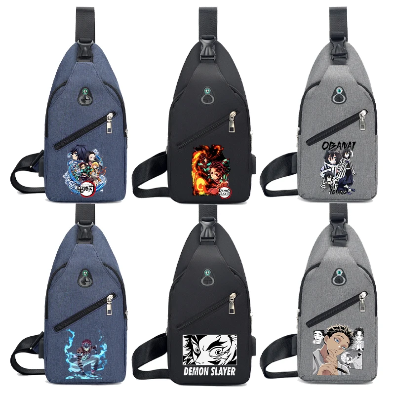 

Многофункциональная нагрудная сумка Demones Slayers, мужская модная мультяшная трендовая сумка на плечо из ткани Оксфорд, водонепроницаемые карманы-мессенджеры