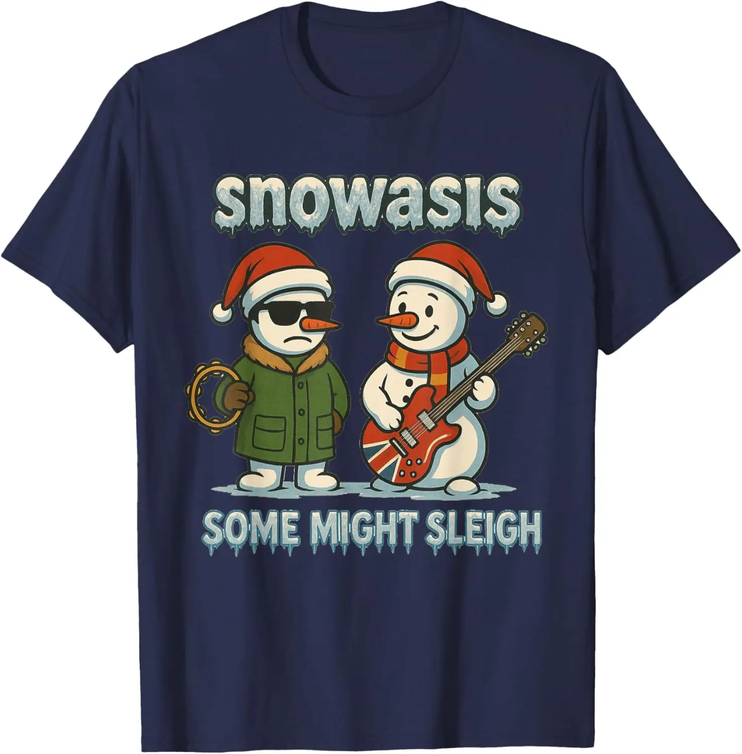 Snowasis Some Might Sleigh Creative Christmas Snowman Pattern Print High Quality Cotton Tops Tee Shirt Short Casual T-Shirt