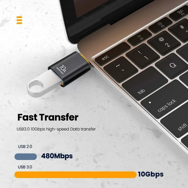 محول بيانات USB Type-C ، 10A ، OTG ، ذكر إلى أنثى ، شحن سريع لماك بوك ، شاومي ، سامسونج ، موصل OTG سريع