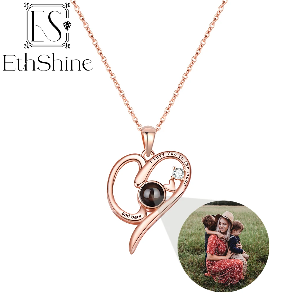 Heart Pendant Custom Photo Necklace for Women Personalized Projection Photo 925 Silver Chain Wife Girlfriend Birthday Jewelry