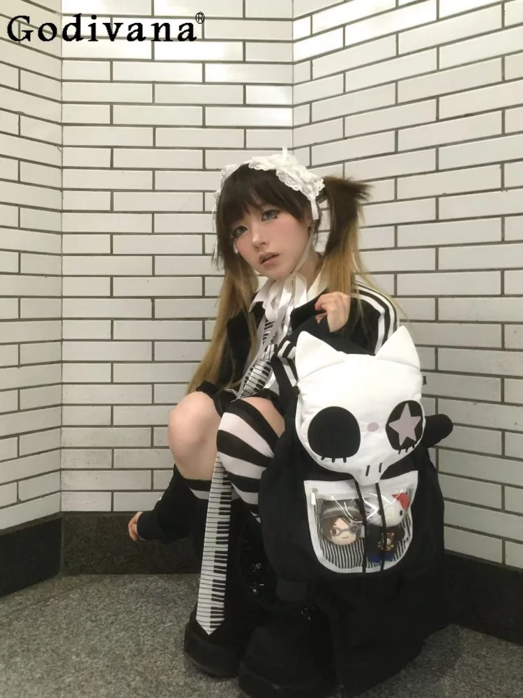 

Y2K Subculture Japanese Original Lolita Backpack Drawstring Lightweight Nylon Cartoon Cute Large Capacity School Bag