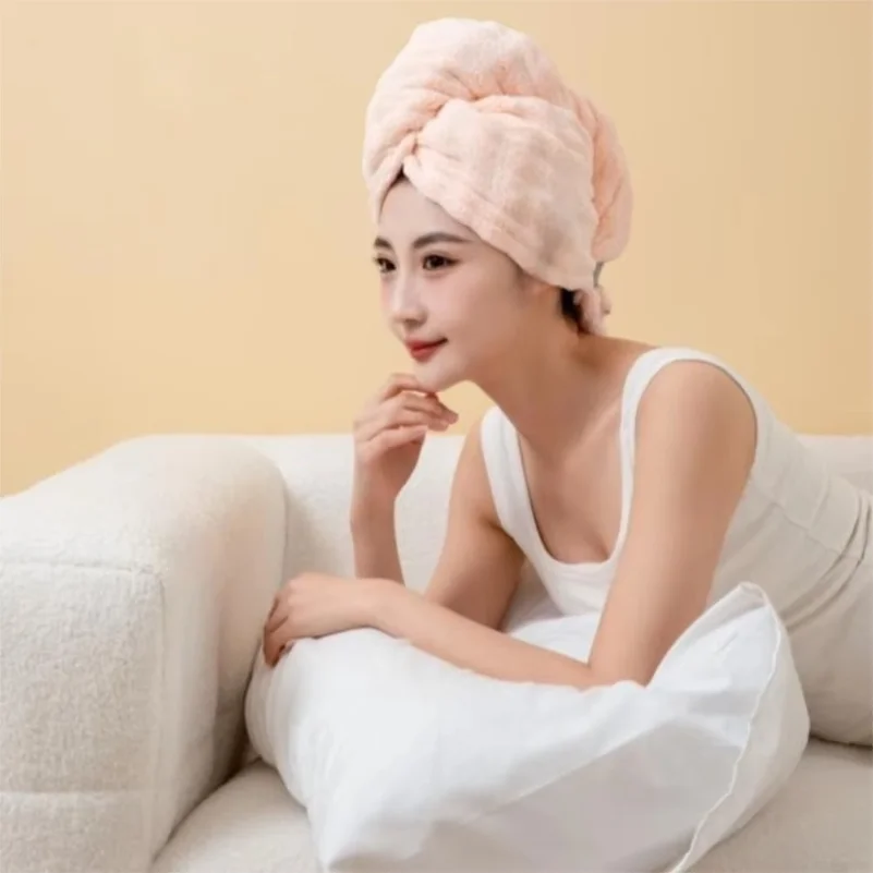 Portable Extra Large Hair Towel Fast Drying Soft Quick Dry Hair Towel Comfortable with Elastic Band Hair Dry Turban Bathroom Use