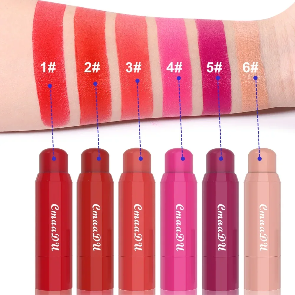 CmaaDu Tinted Lipstick Blush Stick Makeup Long Lasting Facial Moisturizing Lip Stick Blusher Brighten Natural Face Rouge Blushe