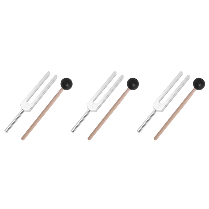 3X Aluminum Alloy + Wood Tuning Fork Chakra Hammer Ball Diagnostic 528HZ With Mallet Set Nervous System Tuning Fork