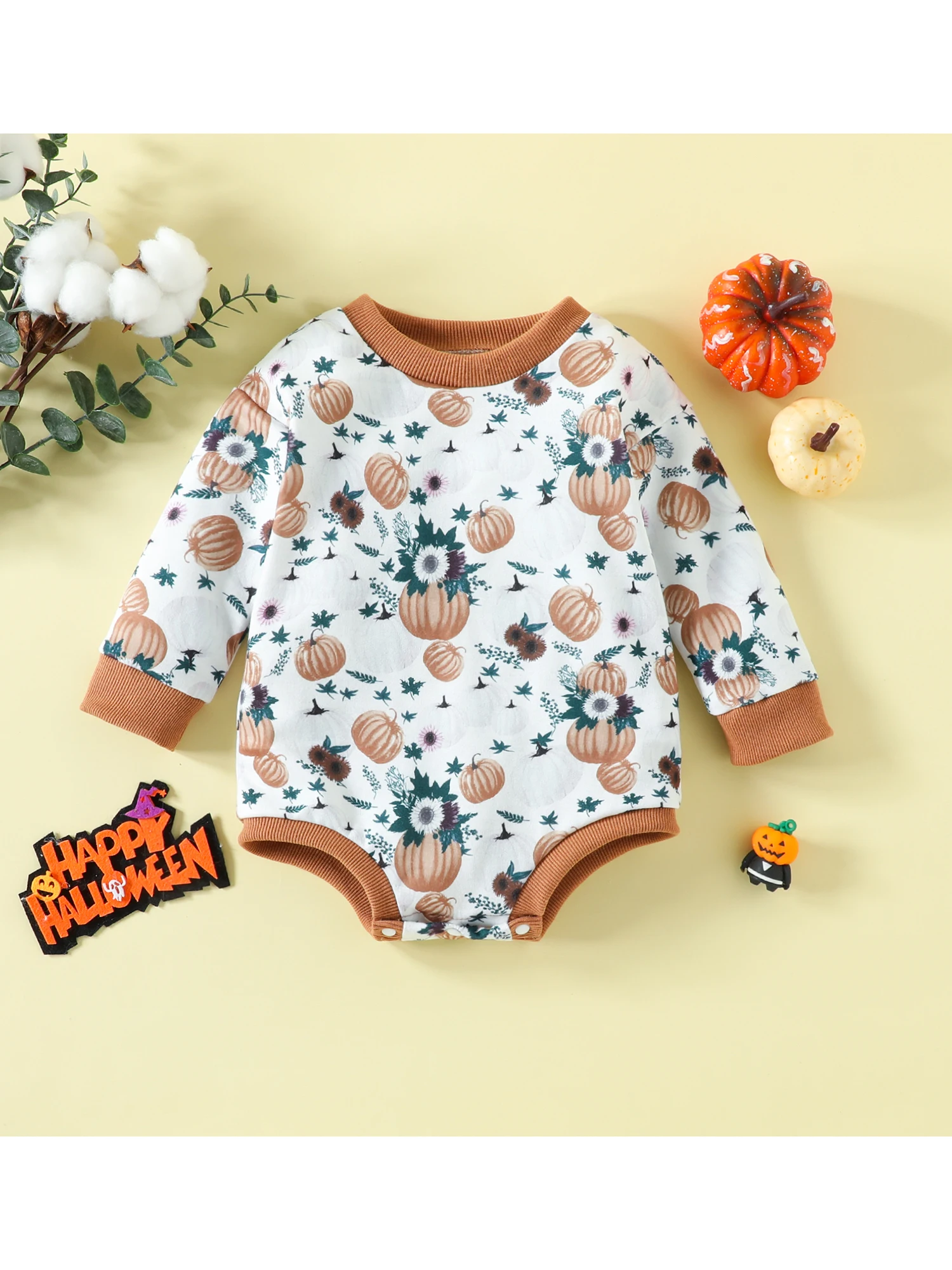 Bebê recém-nascido menino menina bonito dos desenhos animados animal impressão manga longa macacão em torno do pescoço casual bodysuit para bebês