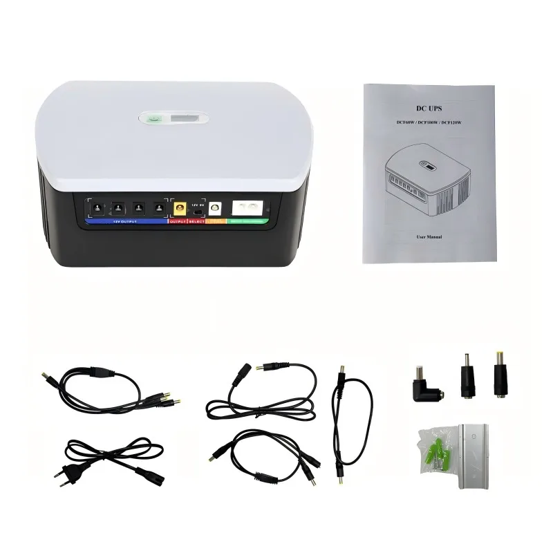 JEZER DCF-60W 100W 120W LiFePO4 16000mAh Large Capacity Multipurpose Mini  UPS Backup Power Adapter for WiFi, Router 5V 9V 12V