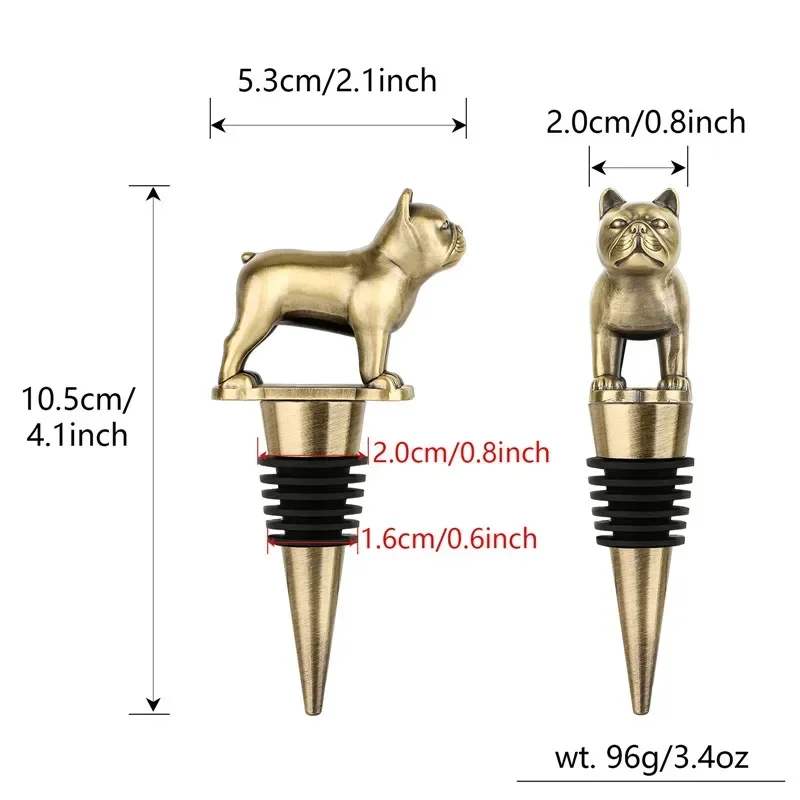 ユニークなフレンチブルドッグ型メタルワインストッパー、動物ボトルストッパー、シャンパンバーウェア、結婚式、パーティー、クラブ、レストラン用