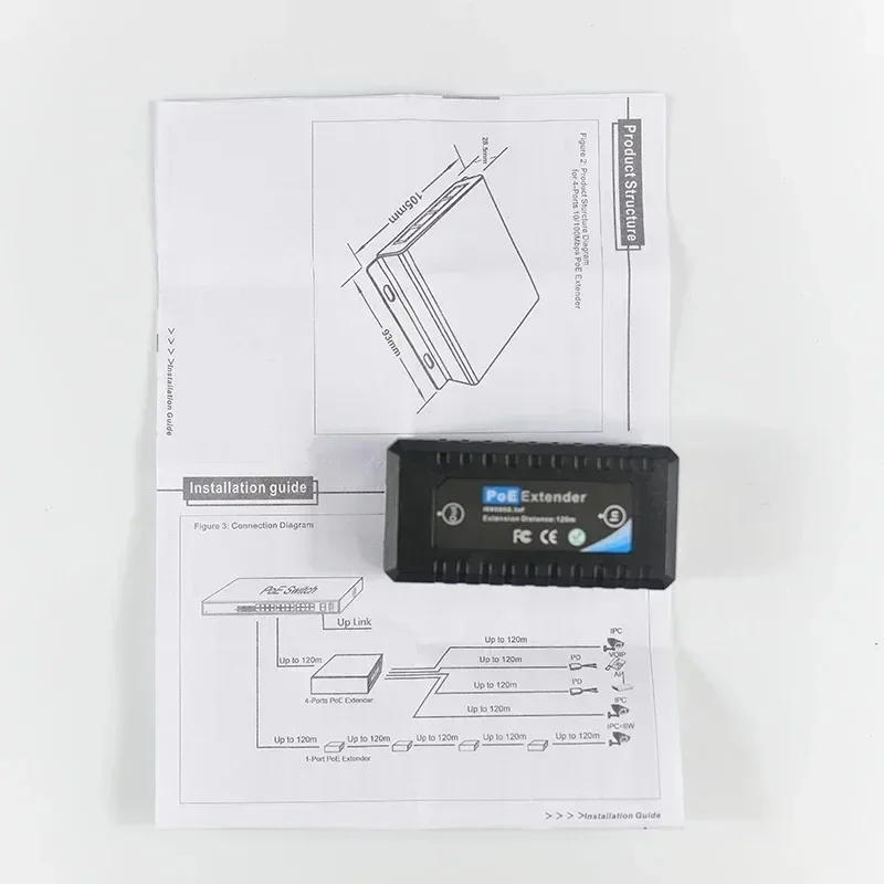 

1 шт. пассивный 1-портовый удлинитель Ethernet POE/повторитель для IP-камер видеонаблюдения около 120 метров (макс.) под стандартный кабель CAT5