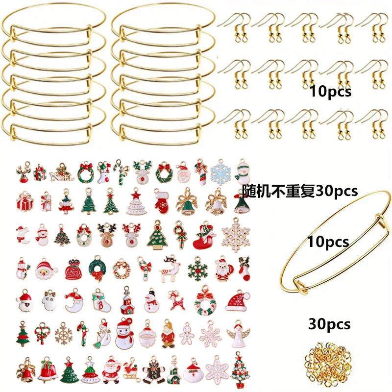 90Pcs Silvery Adjustable Bangles With Charms, Earring Hooks And Jump Rings, Suitable For DIY Jewelry Making image 6
