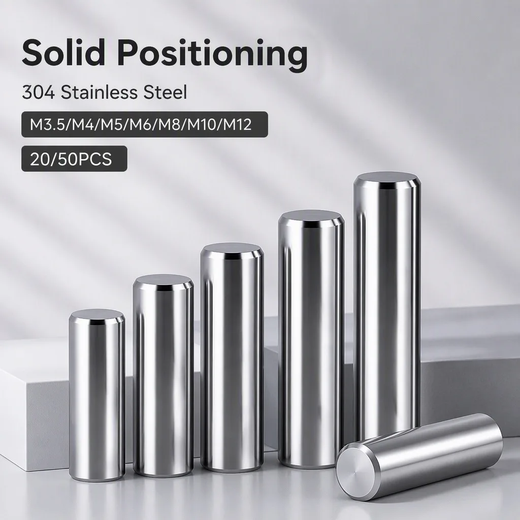 M3.5 M4 M5 M6 M8 M10 304 Stainless Steel Solid Cylinder Parallel Pin Cold Heading Process Chamfer Positioning Dowel Pin 5-100mm