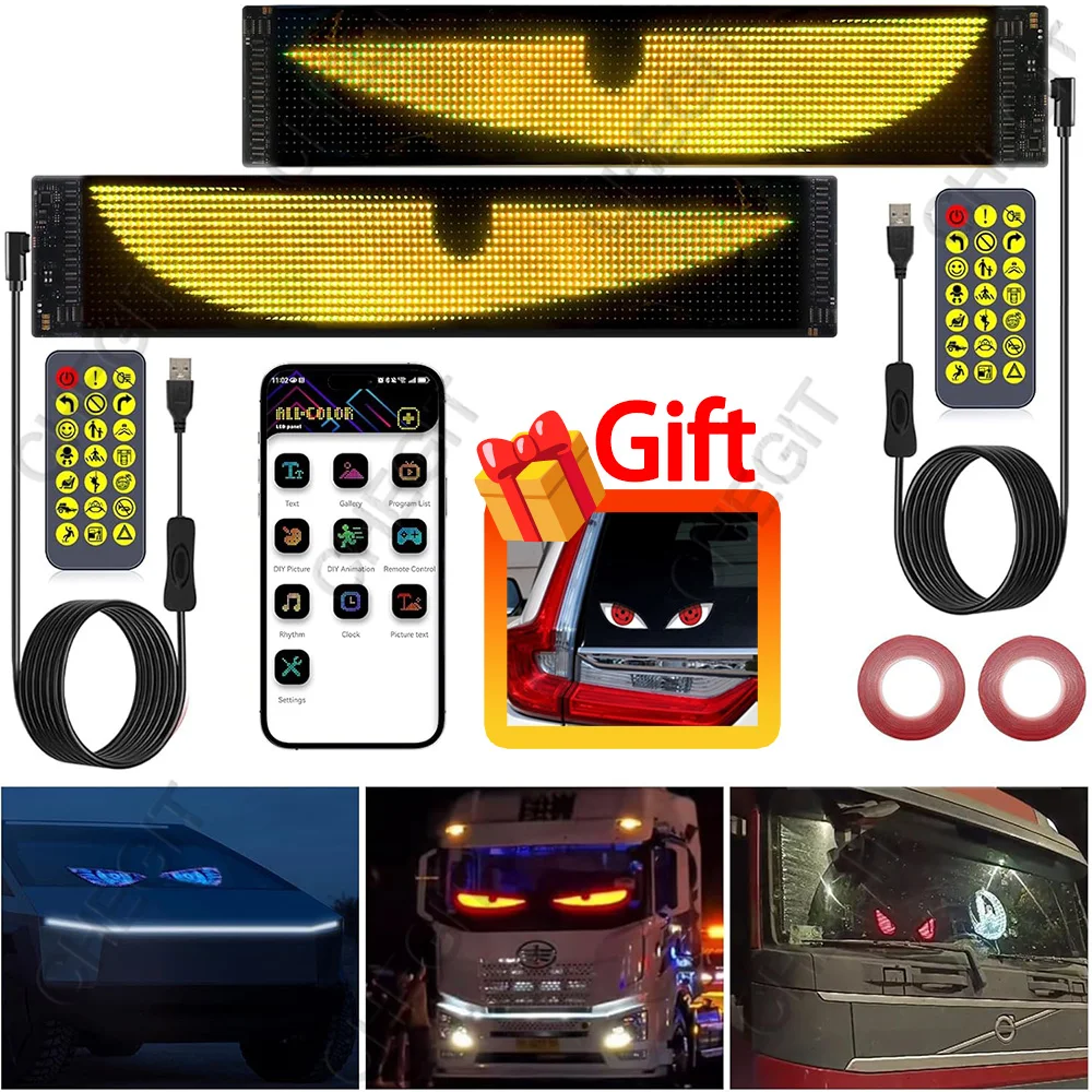 

Demon Eyes Грузовик Лобовое стекло автомобиля Светодиодная панель Программируемый демон-глаз Светодиодный гибкий экран управления через приложение светодиодный глаз дьявола для грузовика