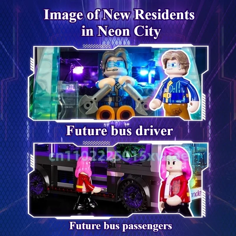 Future Bus Building Blocks Serie Cyberpunk Auto Piccolo assemblato Raccogliere modello Giocattoli Decorazione della stanza Regali di compleanno per bambini