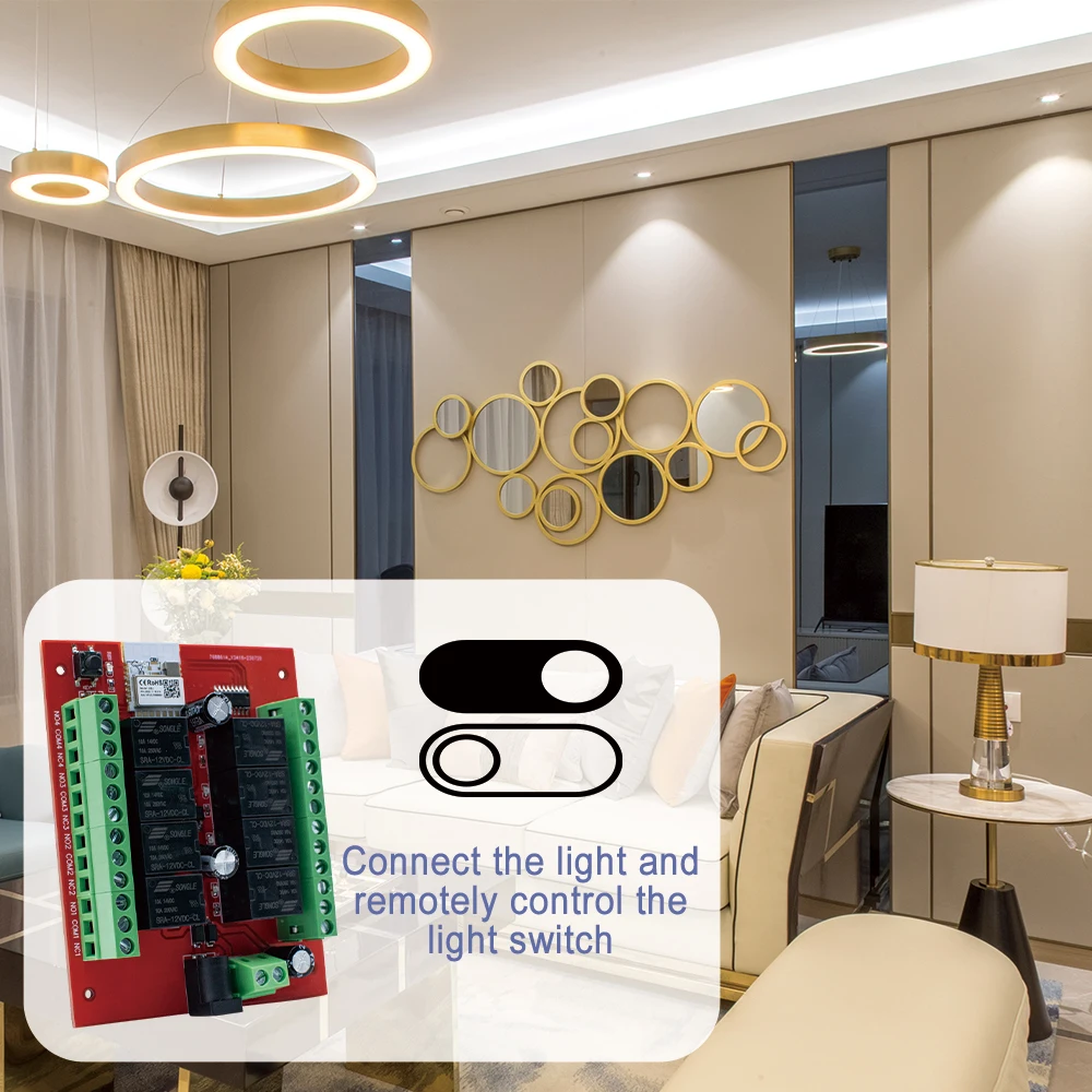 Imagem -03 - Tuya Wifi Módulo de Relé Interruptor de Luz Inteligente Canais Relé Board Timer Inching Receiver Smart Life no com nc 12v 24v 8ch