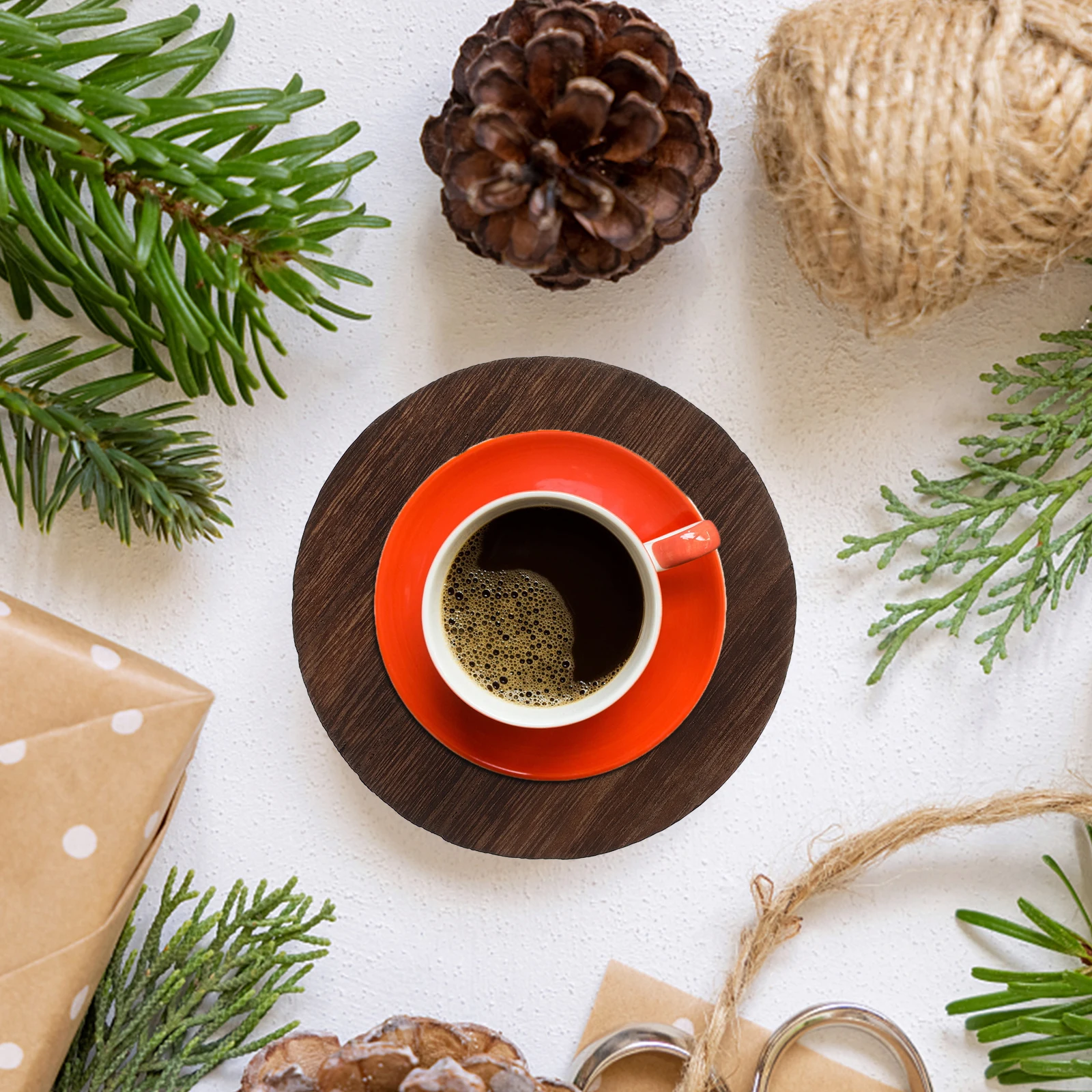 

5pcs Solid Wood Carbonized Base Natural Round Wood Slices For Diy Crafts Unfinished Wooden Discs Display Stand Coaster