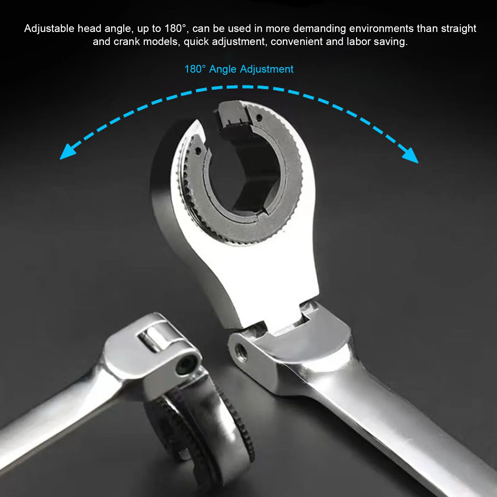 Brake Line Wrench Set 72Teeth Adjustable Angle Double Head Design 10mm 12mm 14mm 17mm Multifunctional Ratcheting Tubing Wrenches