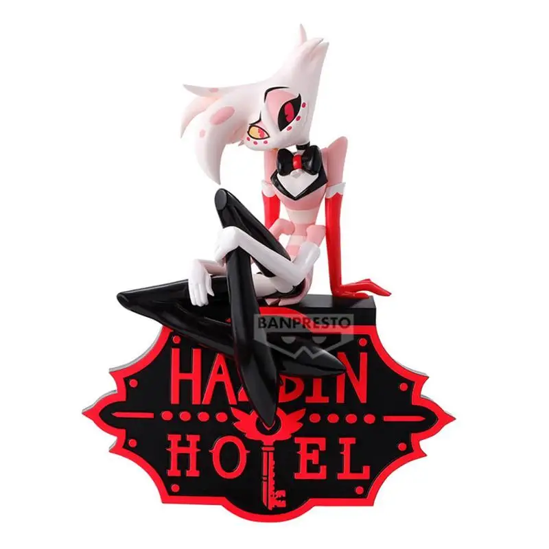 ของแท้จาก BANDAI NAMCO BANPRESTO ของสะสมจาก Hazbin Hotel ตัวละคร Angel Dust ทำจาก PVC ของตกแต่งโต๊ะทำงาน ฟิกเกอร์อนิเมะ ของเล่นสะสม ของขวัญ