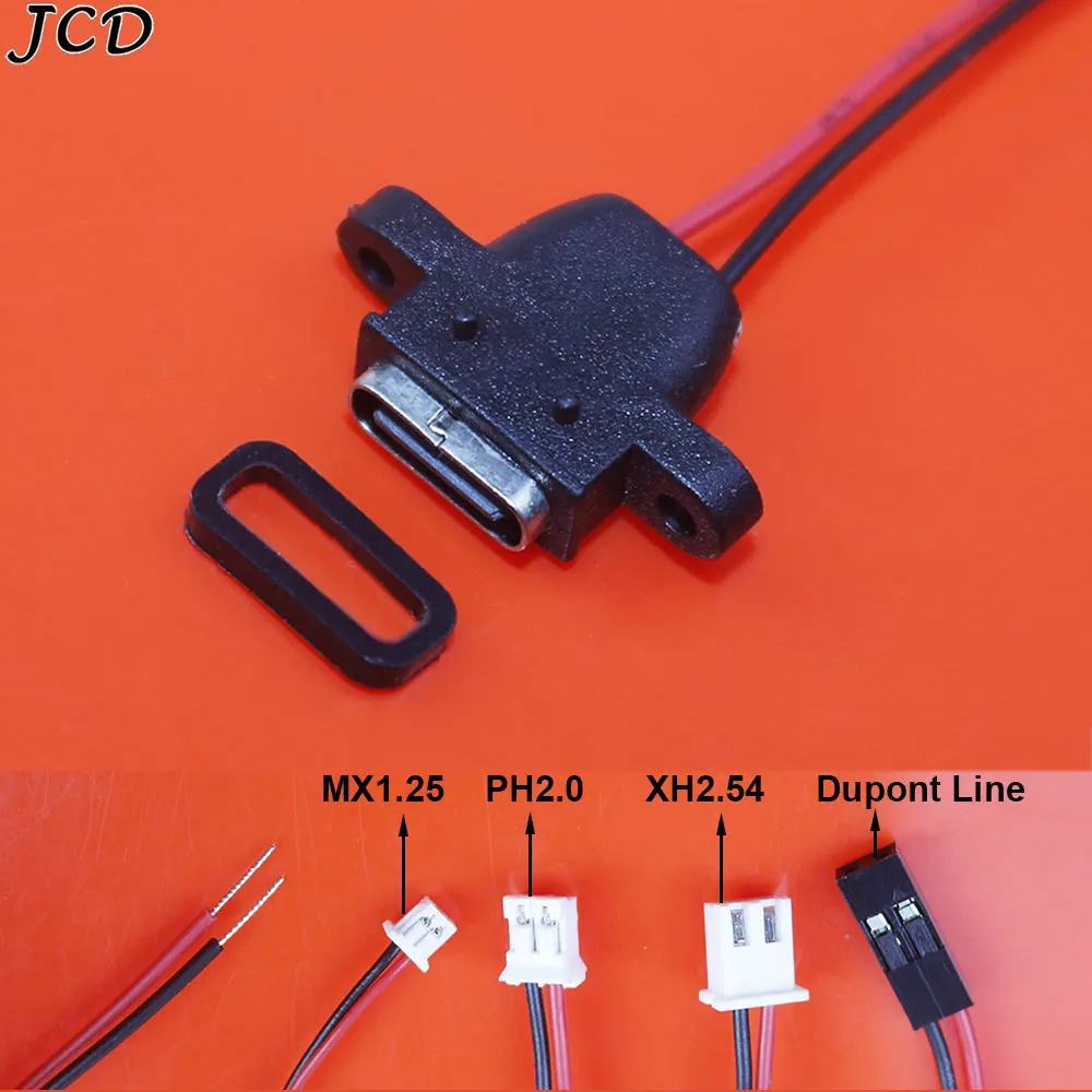 

JCD Type-C 2Pin Waterproof Connector Welding wire Female Socket USB Port Charging Interface Socket With Welding Wire