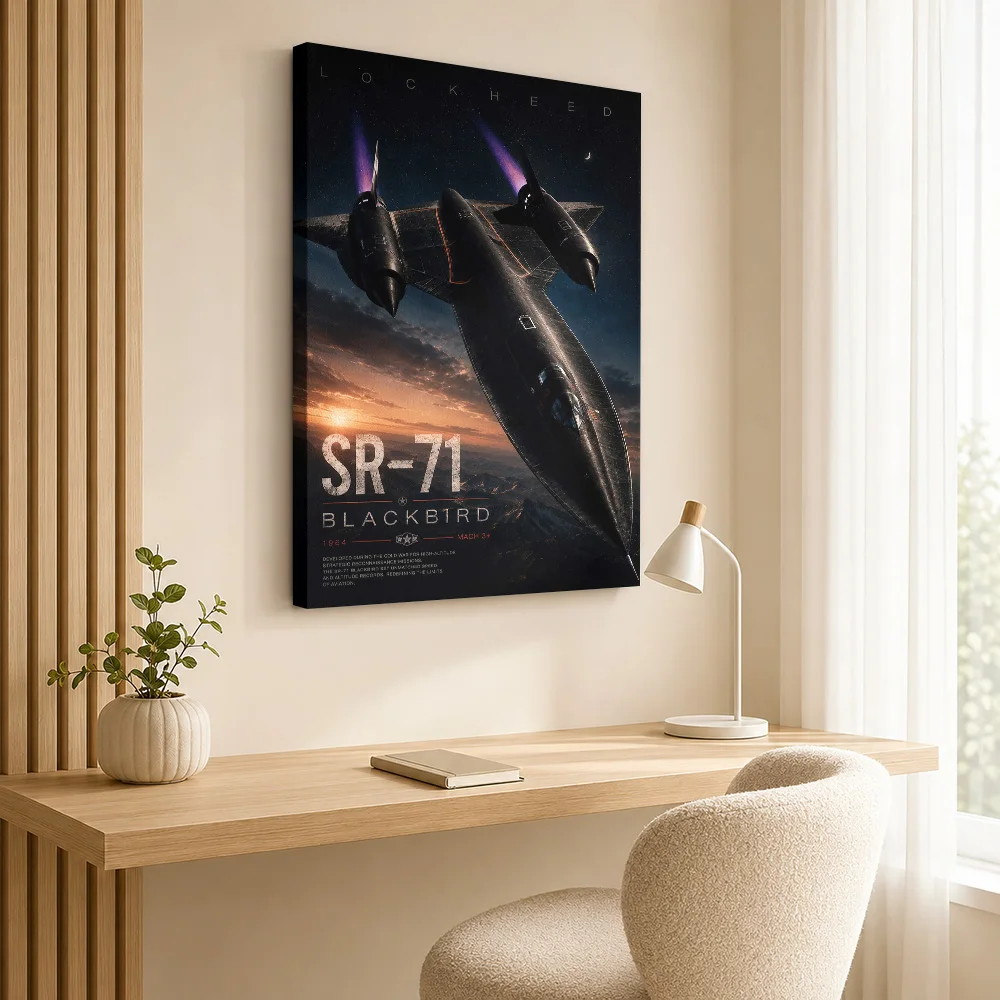 SR-71 Blackbird Aviation Canvas Print Poster Customized Photo Modern Aesthetic Wall Art for Office Hallway Decor Ready to Hang
