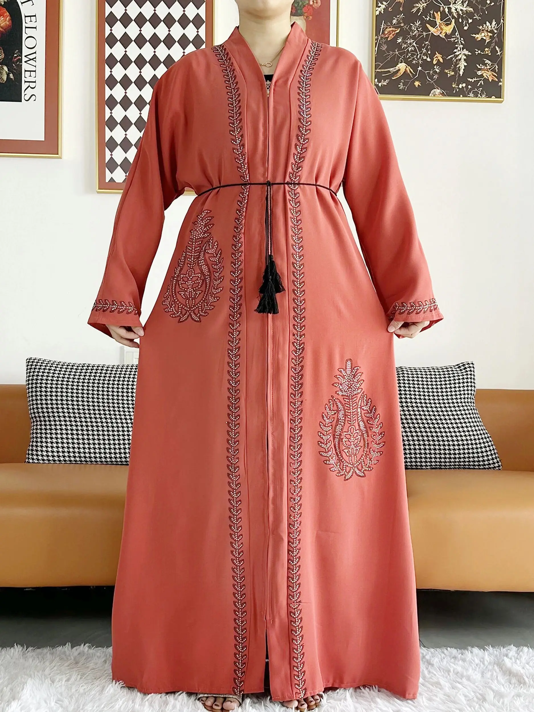 2024 Summer Women Elegant Dresses Dubai Party Outfits Long Sleeve Chiffon Dashiki Muslim Women Robe Open African Abaya Clothing