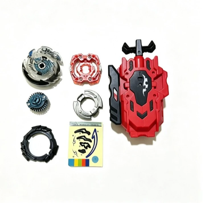 Burst Battle Spinning Top Set B‑176 B‑177 B‑186 B‑199 with Red LR String Launcher Metal Assemble Gyro Toy for Kids Boys Gift