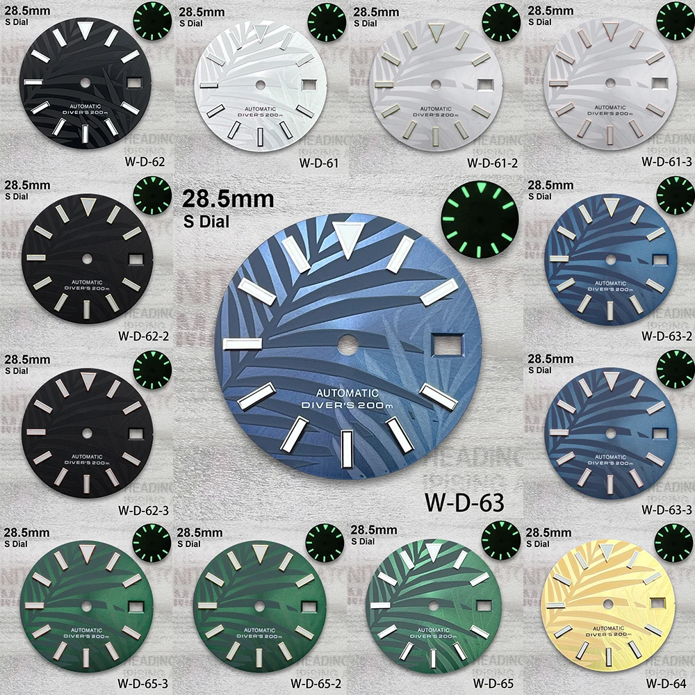 

31.8 mm S Logo Bamboo Leaf Dial Suitable For NH35/NH36/4R/7S Movement Green Luminous Fit 3/3.8/4 O'clock Watch Accessories