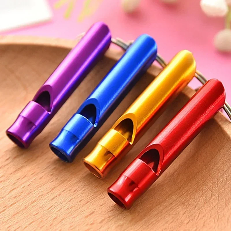 4Pcs Aluminum Alloy Emergency Whistles Sports Safety Small Whistle With Keychain Outdoor Camping Survival Hiking Tool Accessory