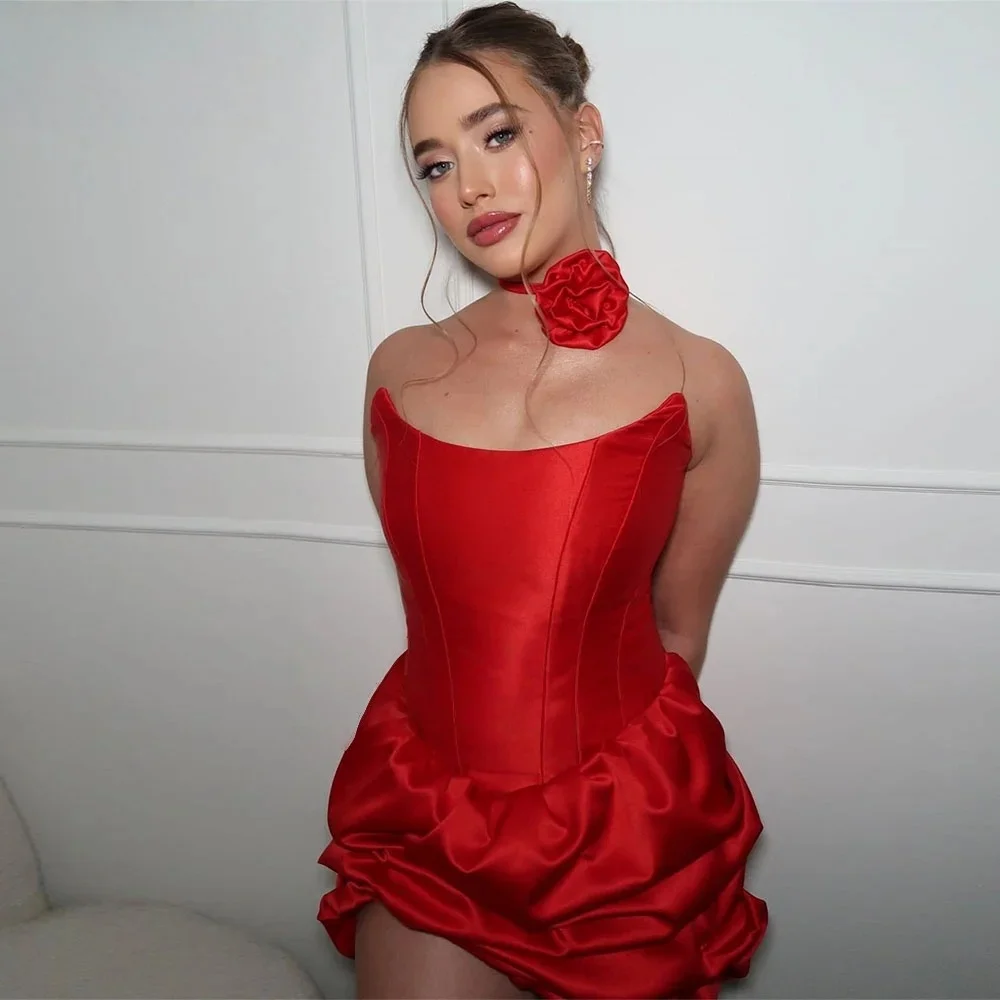 

Red Sheer Formal Short Bespoke Occasion Gown Evening Dresses Prom Pastrol Unisex Jersey Retro Dubai Saudi Arabic Customized