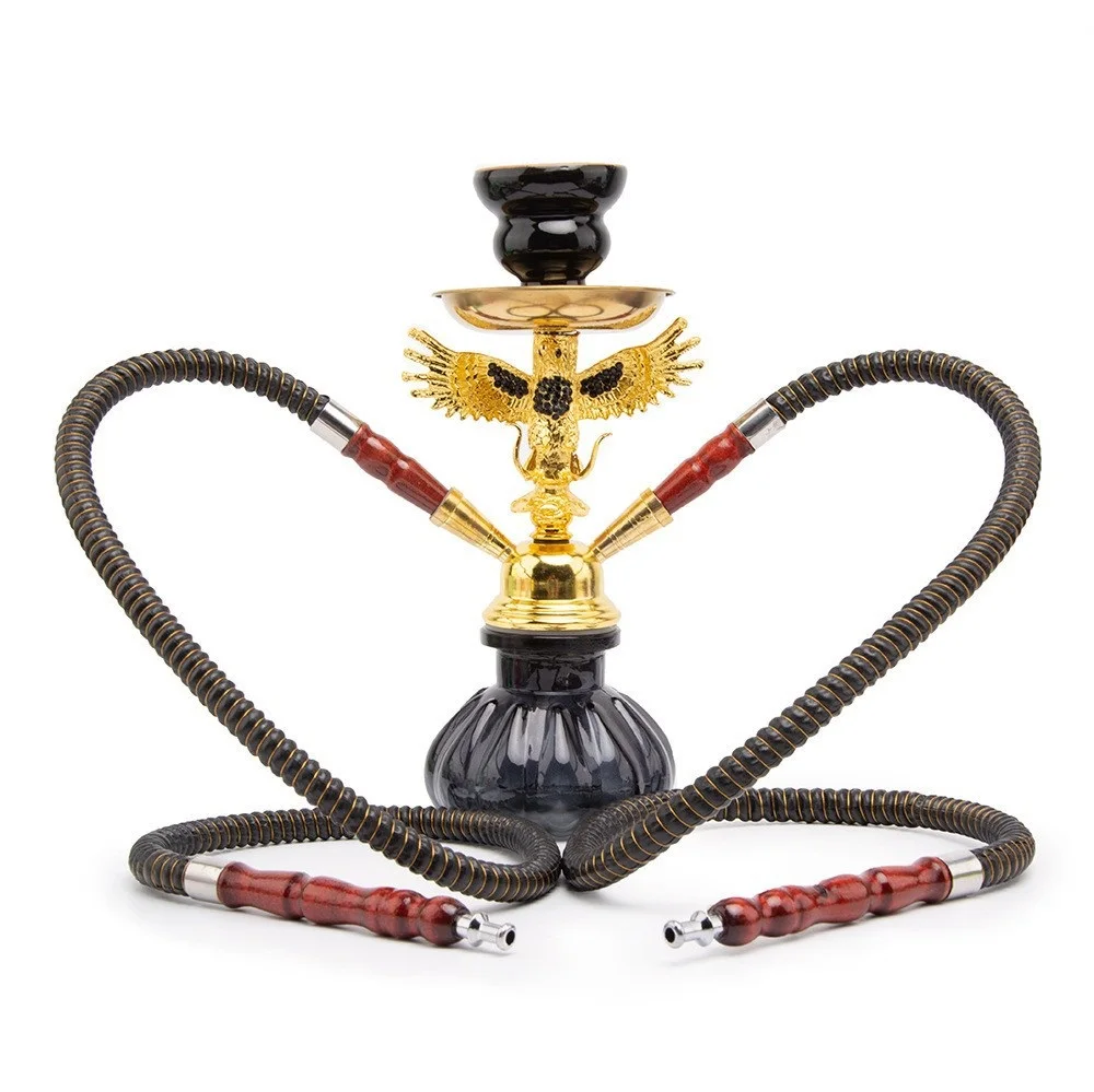 Small Double Barrel Hookah Kit, Portable Design, Double Barrel Filtration