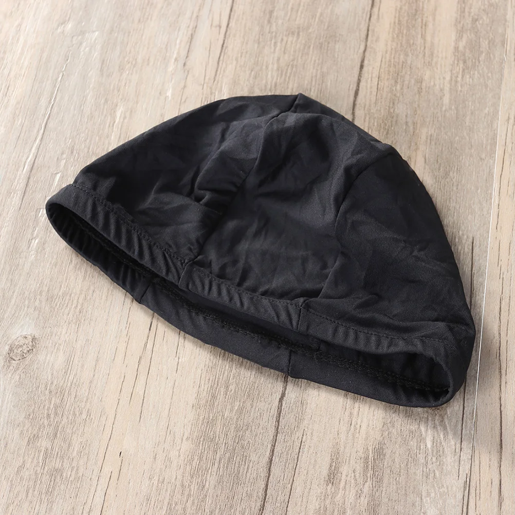 

2pcs Stretchable Polyester Swim Caps Comfortable Dry Uv Protection For Adult Unisex Men Women Long Hair Black