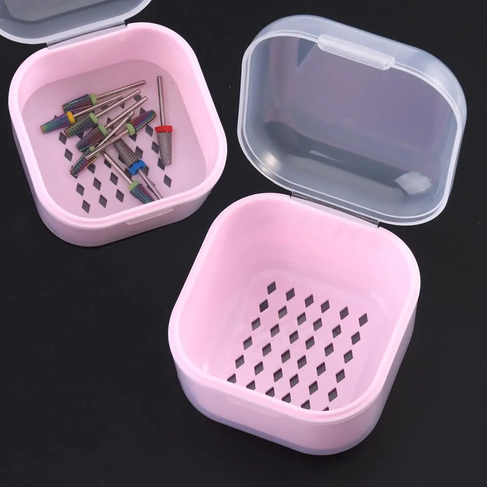 

Portable Nail Tool Sterilizer Box with Drain Tray, Plastic Disinfectant Container for Manicure Tools